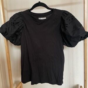 Free Assembly Black Puff Sleeve Top